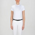 Catherine - Woman Competition Polo Shirt With Silver Details White
