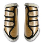 Golden & Silver Tendon Boots With Faux Fur