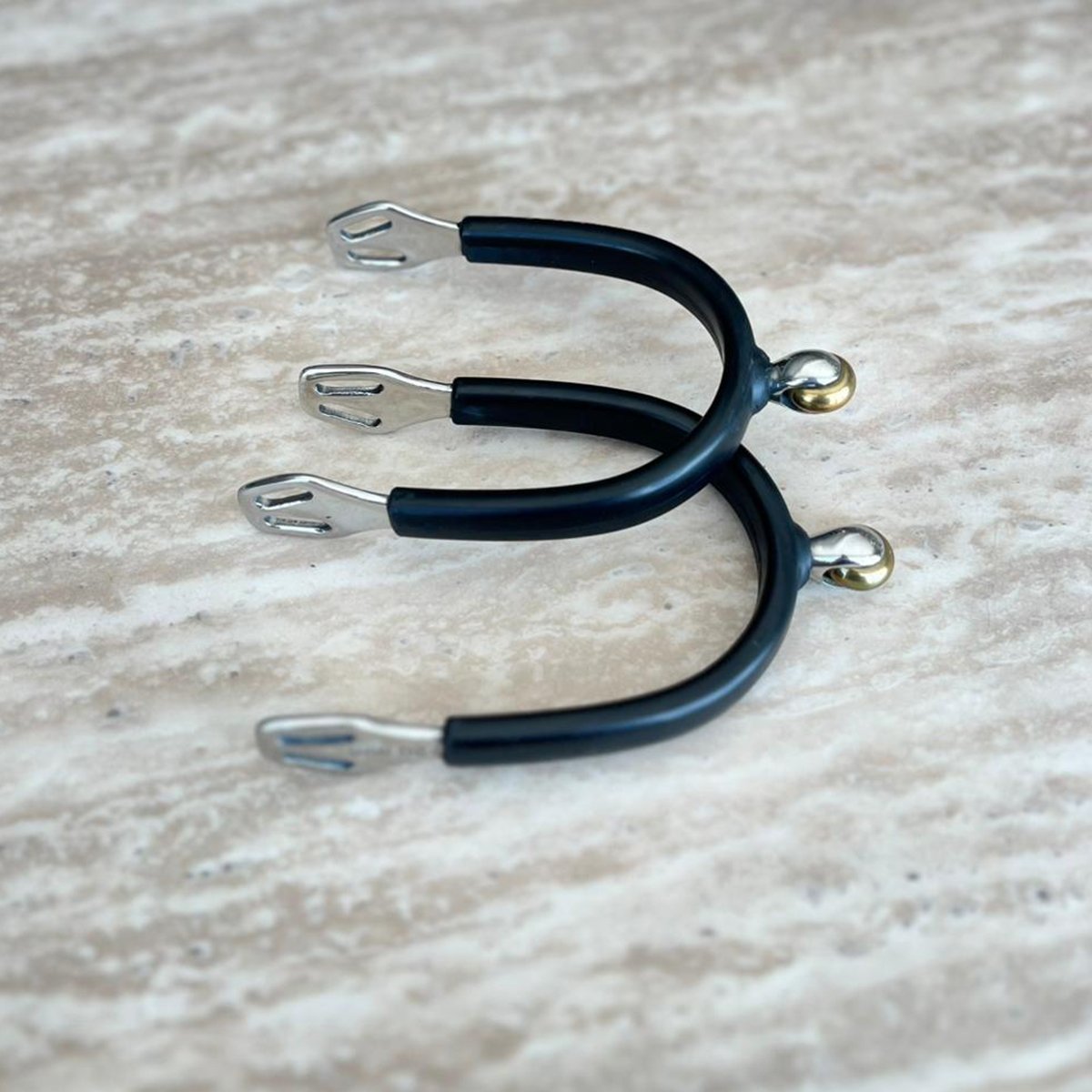 6074 R SYRIANA Soft Touch Rubber Covered SS Spurs with Soft Verticle Rowel Brass - Image 1