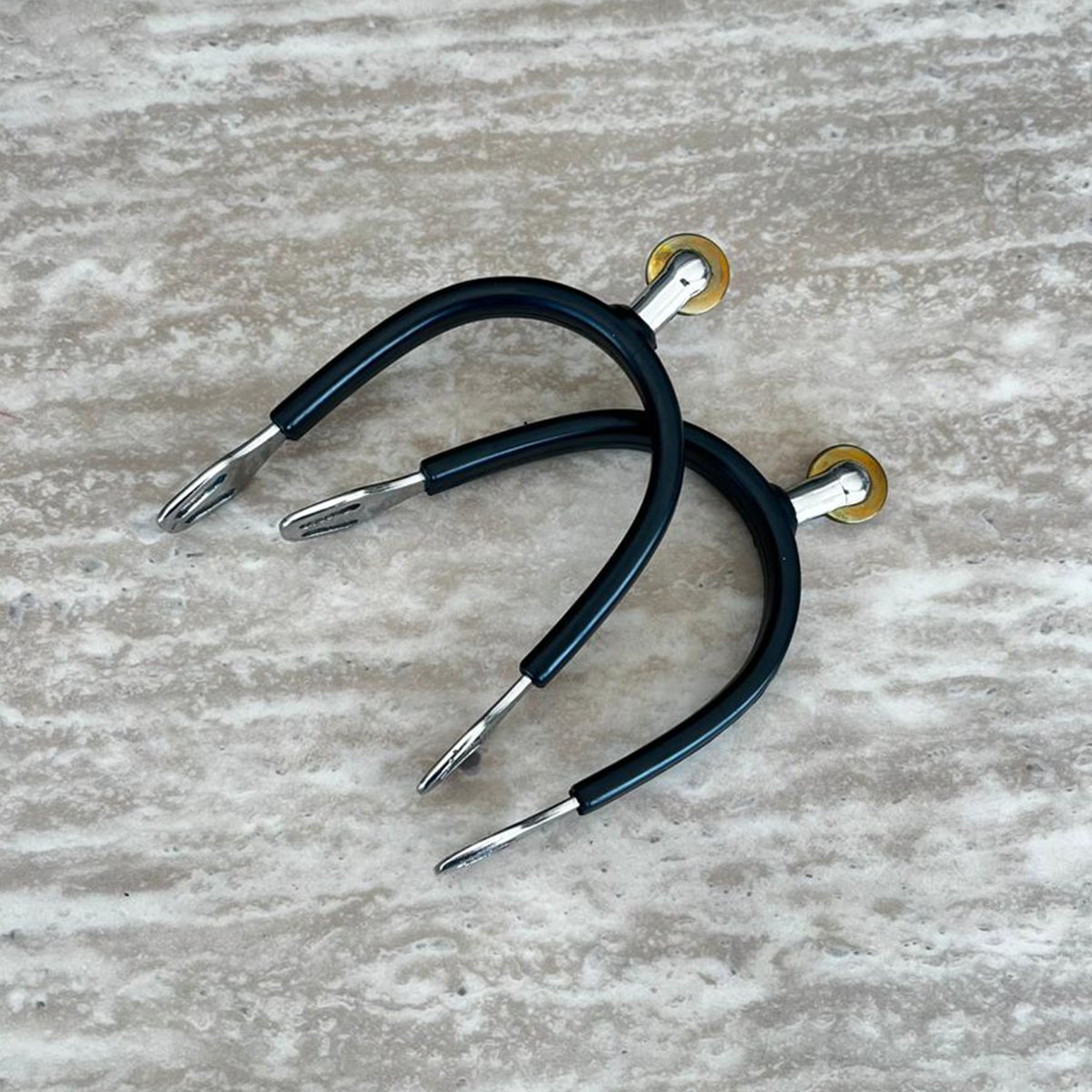 6077 R Soft Touch Rubber Covered SS Spurs with Soft Horizontal Rowel Brass Rowel - Image 1