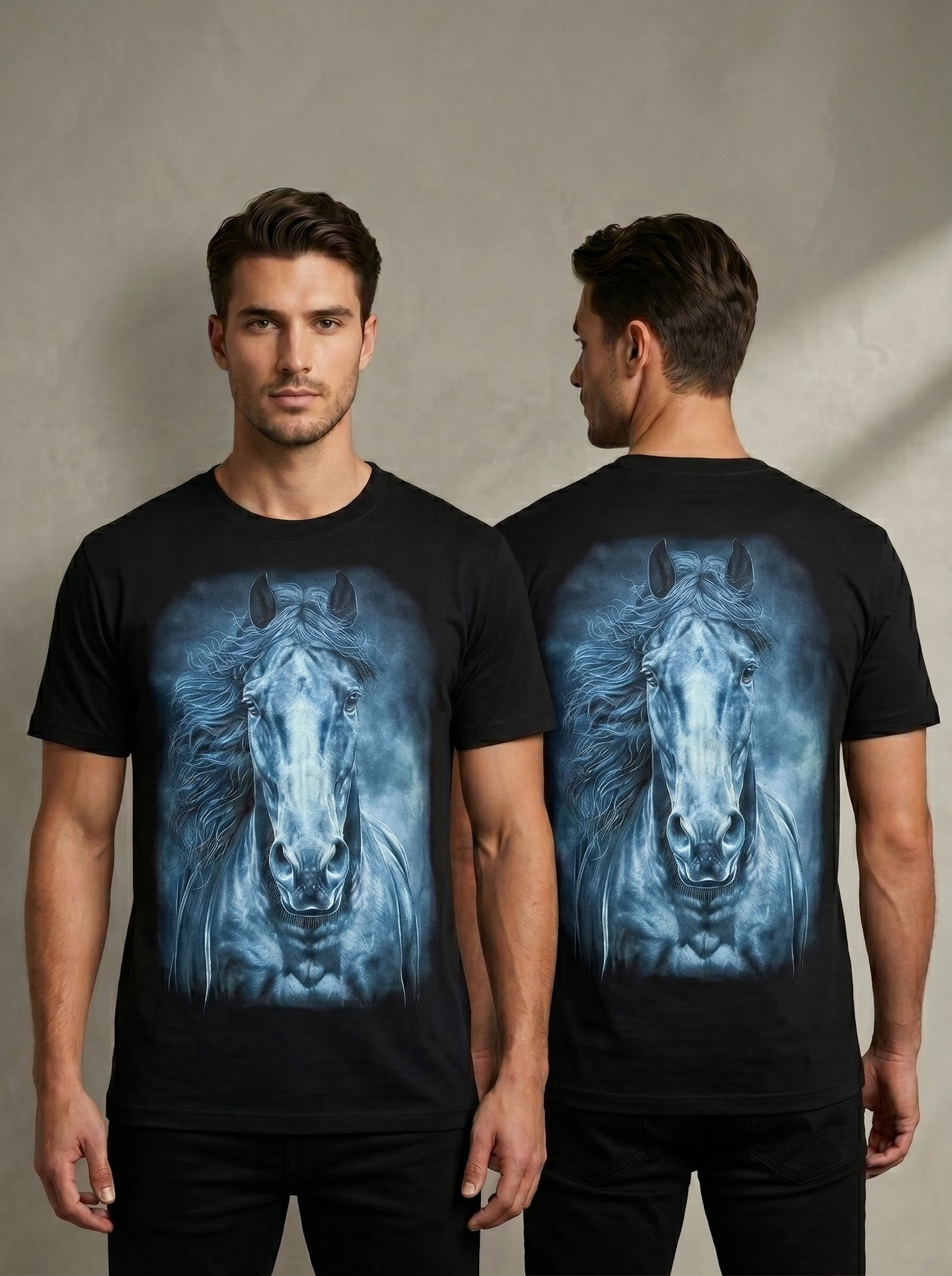 remove_the_new_arrival_and_202606091140 ROCK EAGLE Horse Picture T-shirt (Glow in The Dark) - Image 1
