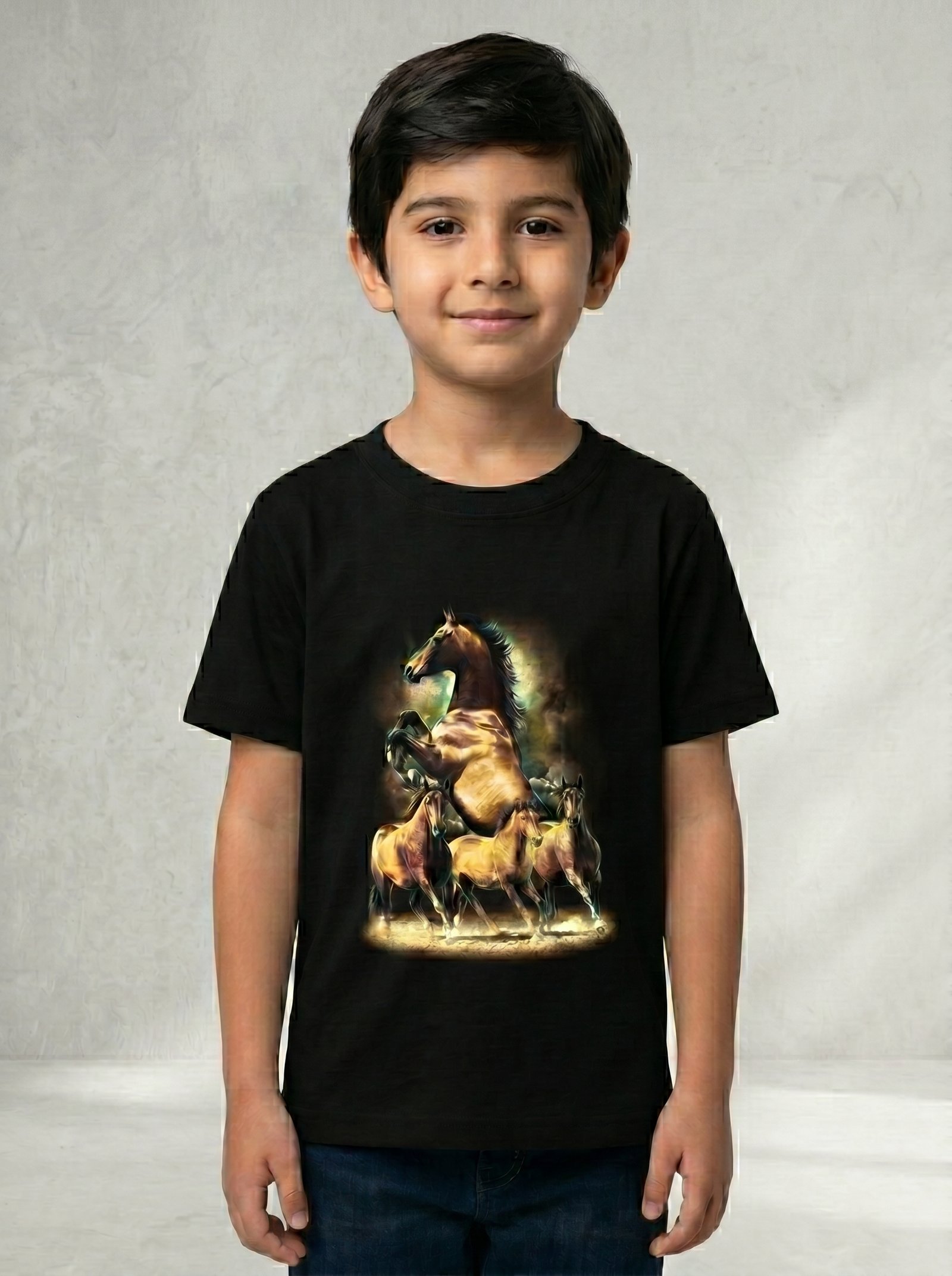 remove_www.horsepride.com_2K_202606091521 ROCK EAGLE HORSE PICTURE KIDS T-shirt (Glow in The Dark) - Image 1