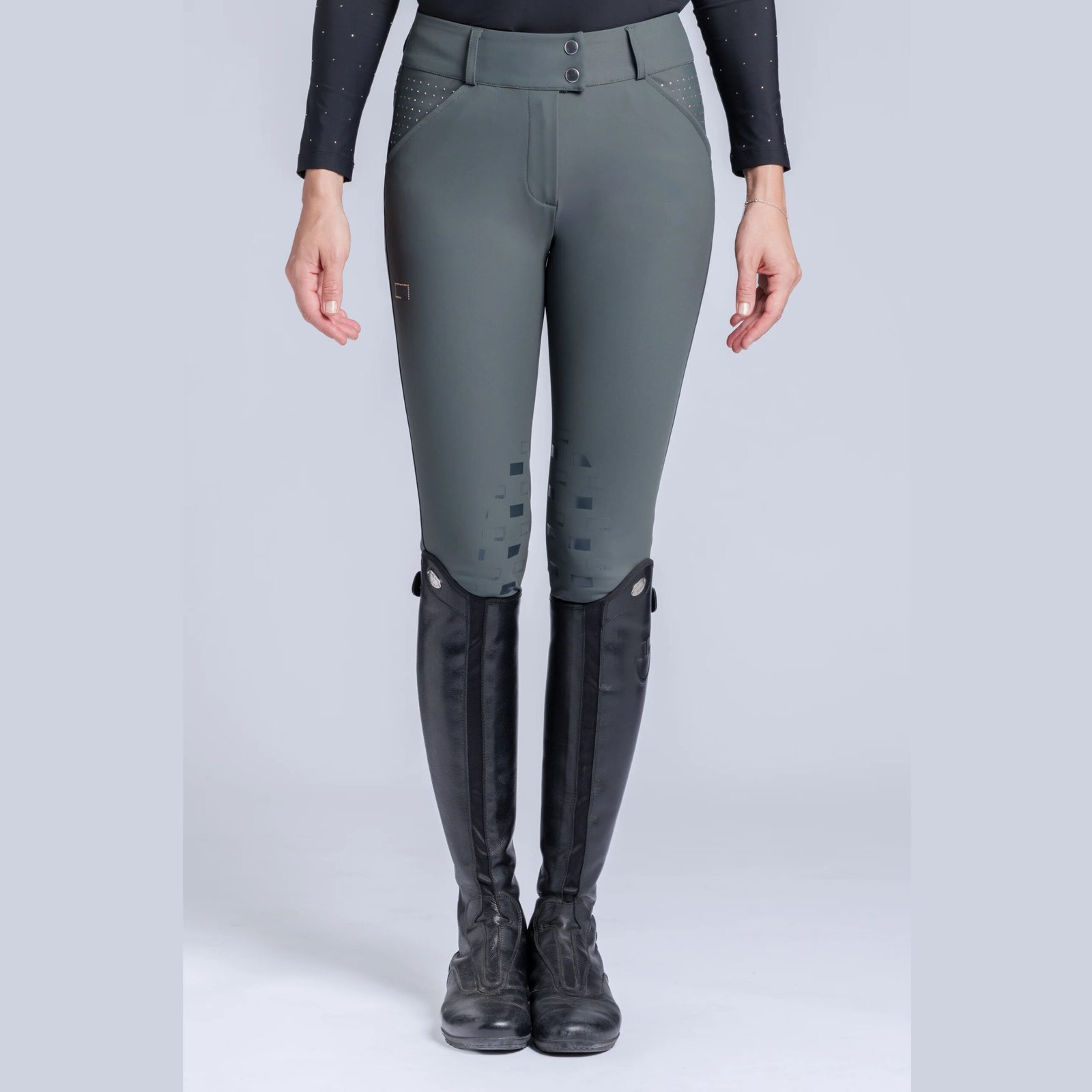 BRW024_JS013_012P(4) RG HIGH-WAISTED WOMEN’S BREECHES WITH KNEE GRIP AND RHINESTONES - Image 1
