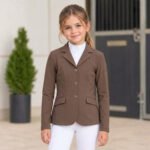 CAVALATTI Brown Kids Competition Riding Jacket with crystal design