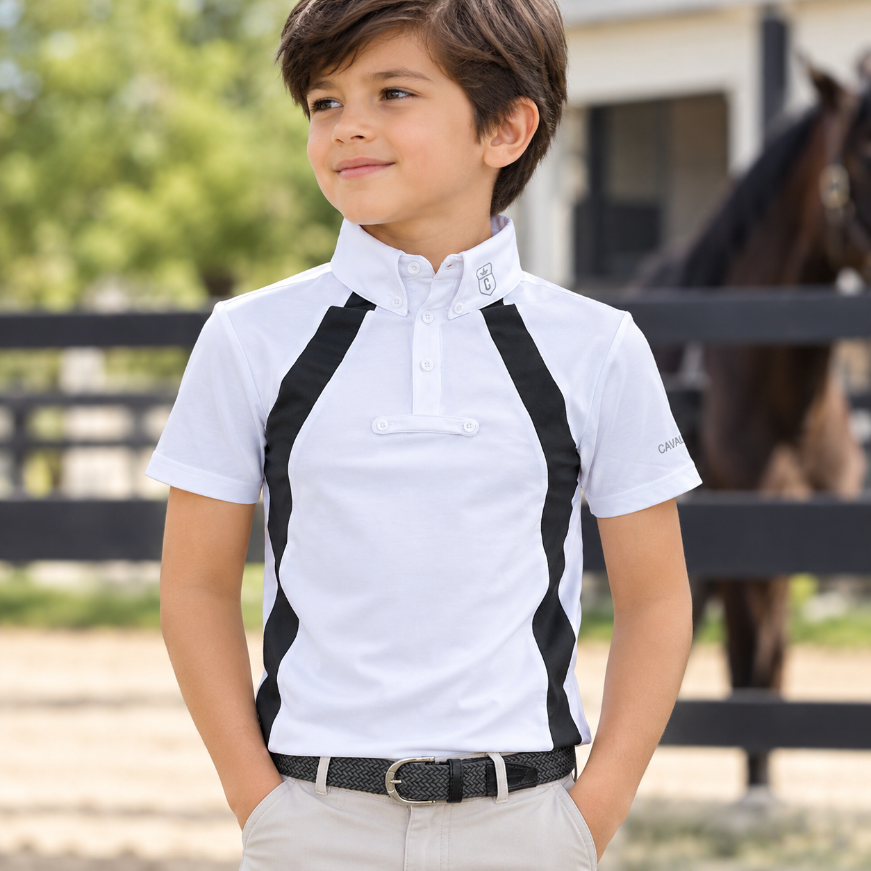 Young Equestrian in Signature Polo CAVALATTI Kid's Competition T-Shirt - Image 1